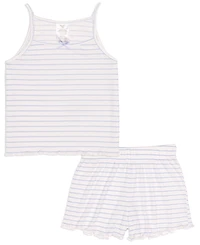 Splendid Girls' 6-16 Heart Pointelle Lettuce Edge Tank Top & Shorts, 2-Piece Set