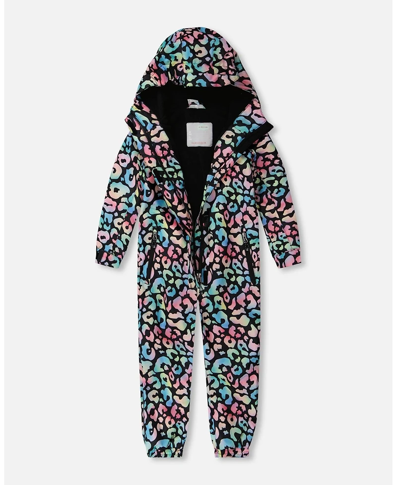 Deux par Girl Kids Mid-Season One-Piece Outerwear Black Animal Print - Toddler