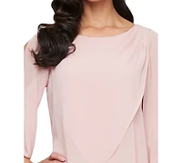 Sl Fashions Petite Boat Neck Shirt Overlay Sheath Dress