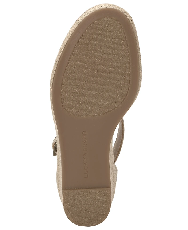 Lucky Brand Women's Cyleste T-Strap Espadrille Wedge Sandals