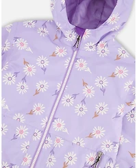 Deux par Big Girls Mid-Season Jacket Purple Daisy Print