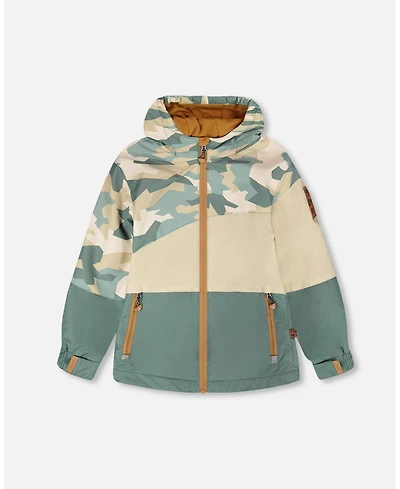Deux par Big Boys Mid-Season Jacket Green Camouflage Print