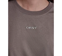 Dkny Sport Women's Metallic Bubble Logo Drop Shoulder Pull-On T-Shirt