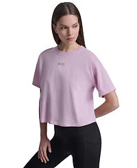 Dkny Sport Women's Metallic Bubble Logo Drop Shoulder Pull-On T-Shirt