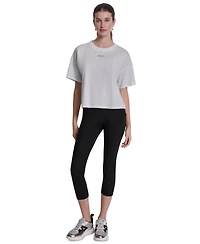 Dkny Sport Women's Metallic Bubble Logo Drop Shoulder Pull-On T-Shirt