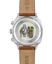 Bulova Men's Vwi Chrono Brown Leather Strap Watch 37.5mm