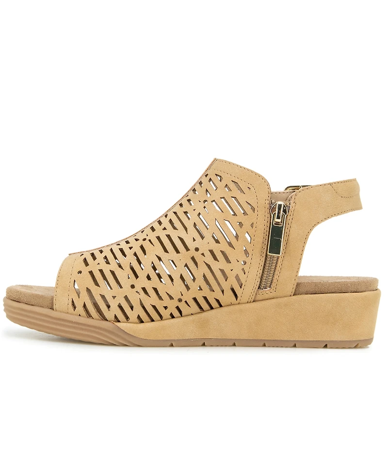 Jbu Women's Tessa Shooties Round Toe Wedge Sandals