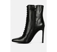 Wyndham Womens Lace Up Leather Ankle Boots