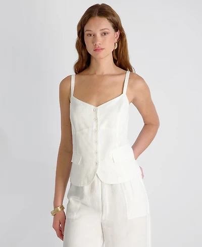 French Connection Women's Cooper Linen Tailored V-Neck Cami Top