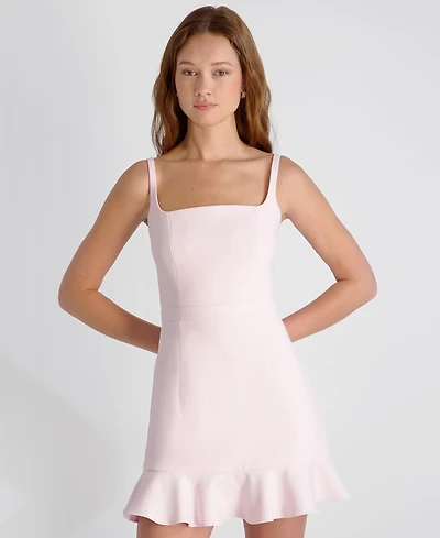 French Connection Women's Whisper Square Neck Frill Hem Mini Dress