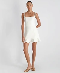 French Connection Women's Whisper Square Neck Frill Hem Mini Dress