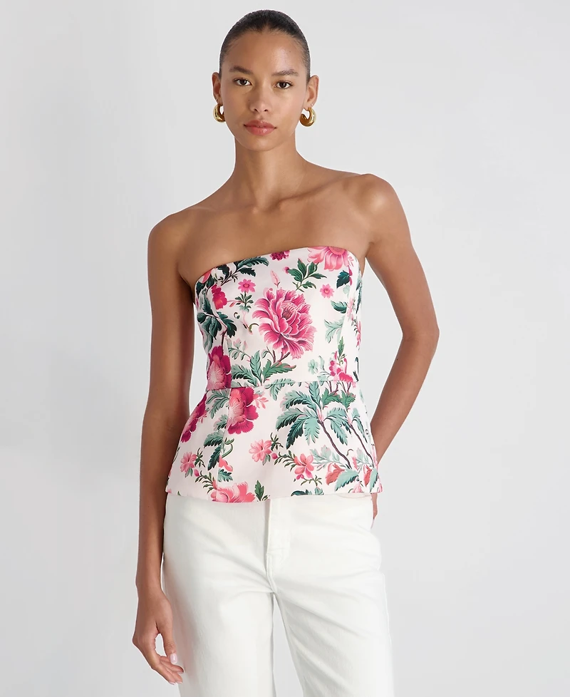 French Connection Women's Cooper Linen Strapless Oversized Blouson Top