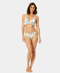 CeCe Women's Triangle Ruffle Over The Shoulder Bikini Top
