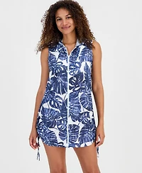 J Valdi Women's Sleeveless Zip-Up Swim Hoodie