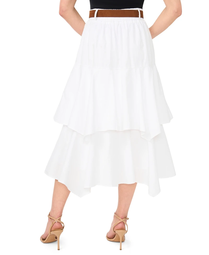 CeCe Women's Cotton Tiered Denim Midi Skirt