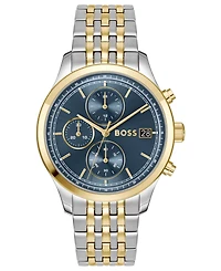 Hugo Boss Men's Stratus Quartz Chrono Stainless Steel Ionic Plated Thin Gold Steel Watch, 41mm
