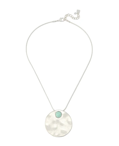 Robert Lee Morris Soho Mother of Pearl Turquoise Disc Pendant Necklace