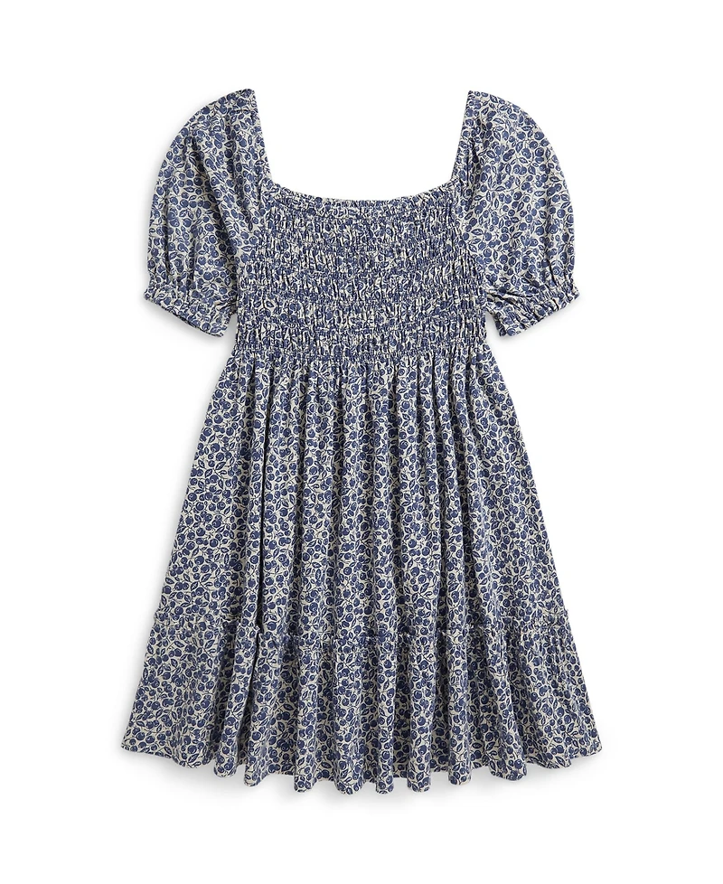 Polo Ralph Lauren Girls' 7-16 Blueberry-Print Square Neck Jersey Dress