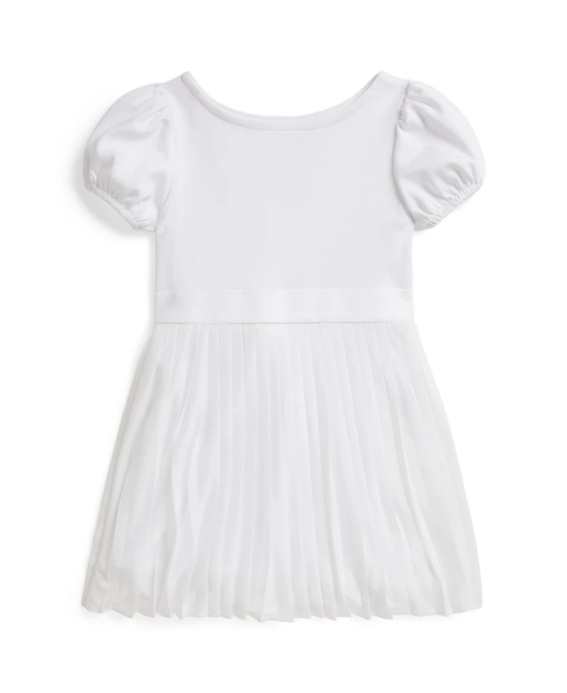 Polo Ralph Lauren Girls' 2-6X Pleated Stretch Ponte Round Neck Dress
