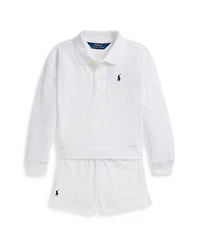 Polo Ralph Lauren Girls' 2-6X Mini-Cable Terry Shirt & Shorts, 2-Piece Set