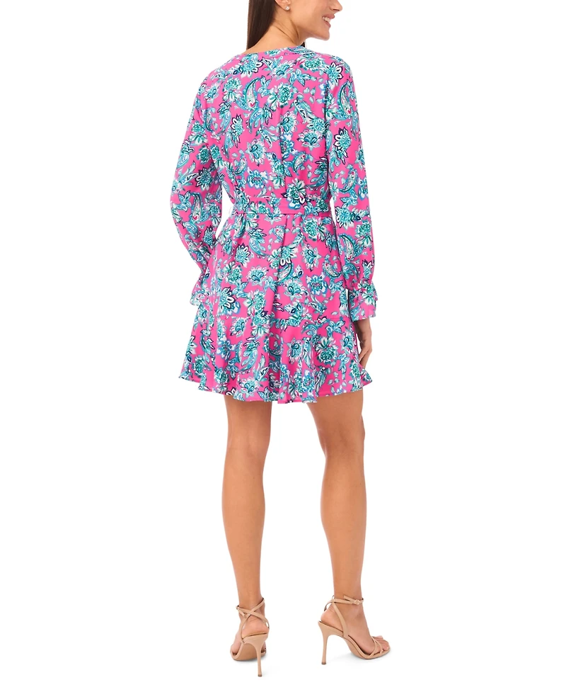 CeCe Women's V-Neck Long-Sleeve Dress