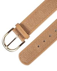 Calvin Klein Mini Box-Woven Leather Polished Buckle Belt