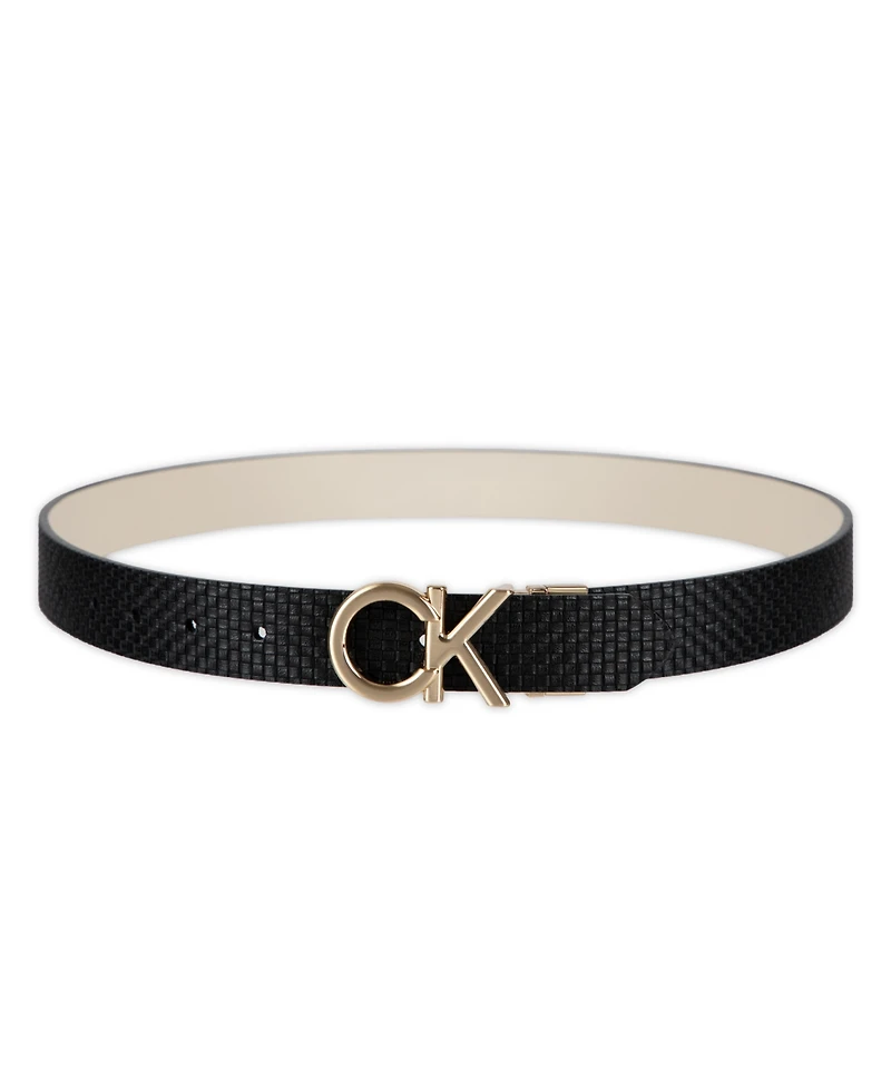 Calvin Klein Women's Reversible Puffed Ck Monogram Buckle Belt