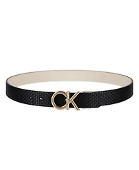 Calvin Klein Women's Reversible Puffed Ck Monogram Buckle Belt