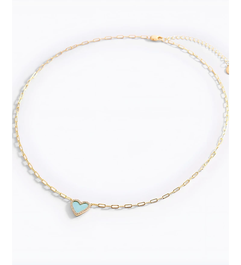 Mint & Lily Dainty Heart Paperclip Necklace in 18k Gold Plated Sterling Silver