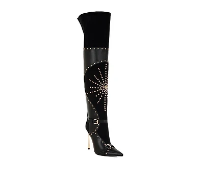 London Rag Women's Medira Pointed Toe Embellished Stiletto Boots