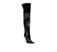 London Rag Women's Medira Pointed Toe Embellished Stiletto Boots