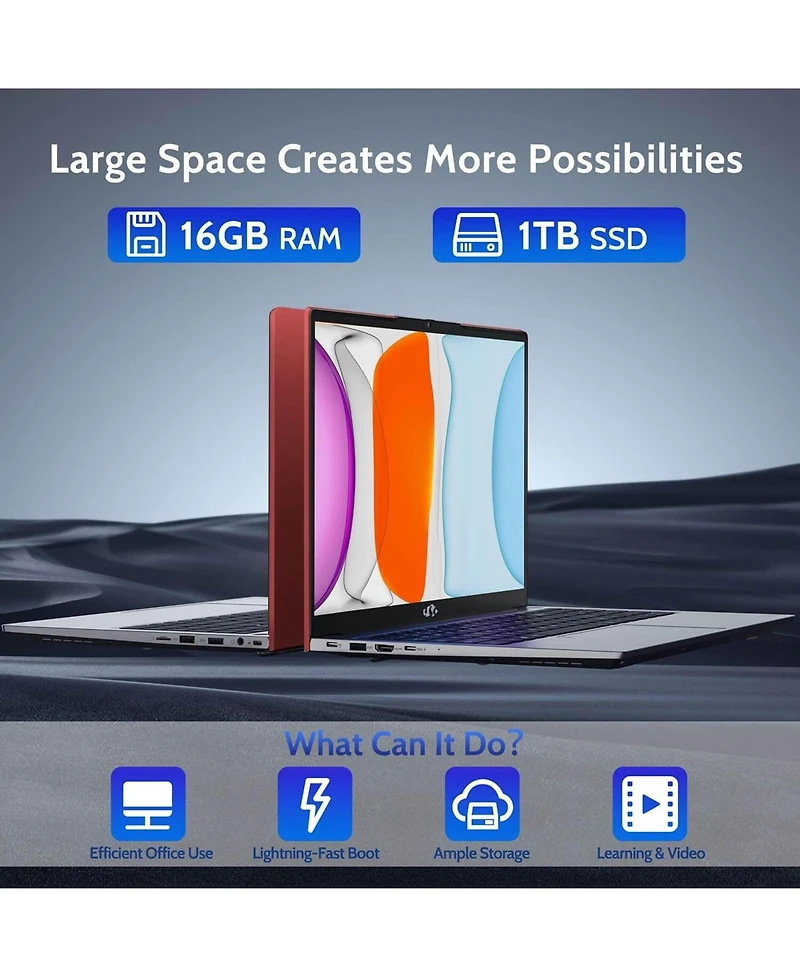 Nimo 15.6" Laptop Intel Pentium Processor N100 8GB Ram 256GB Ssd 3.4GHz Backlit Keyboard- Fingerprint WiFi 6 Win 11