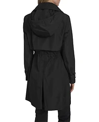 Cole Haan Signature Women's Zip Up Trench Coat With Stow Away Hood