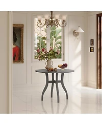 Streamdale Furniture Oak Gray Round Dining Table 39.4" - Solid Wood Legs, Timeless Elegance