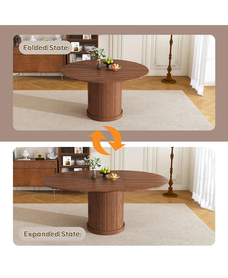 Streamdale Furniture 59" Extendable Oval Dining Table with 2-Tier Storage