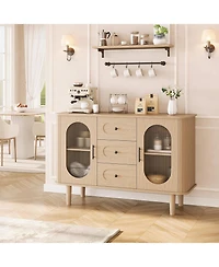 gaomon 47" Buffet Cabinet, Coffee Bar Cabinet with 2 Doors and 3 Drawers, Table Adjustable Shelves for Dining Room, Living Room