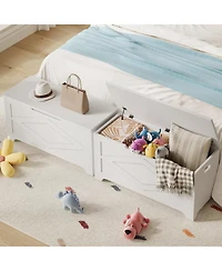 gaomon 39.4" Wooden Storage Chest, Storage Bench with Safety Hinges for Entryway & Living Room