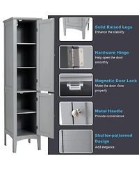 Volenca Tall Bathroom Storage Cabinet, Shutter Doors, Adjustable Shelf, Freestanding
