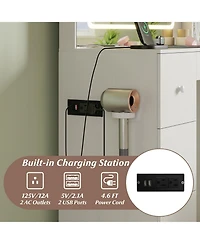 Volenca Vanity Desk and Stool Set with Lighted Mirror, Makeup Dressing Table