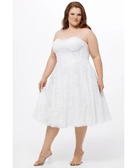 Celebrations by Sydney's Closet Women's Sweetheart Strapless Lace Bustier Party Dress