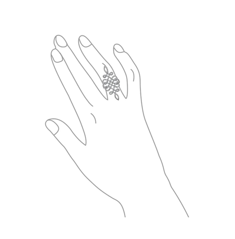 Bling Jewelry Large Pave Cubic Zirconia Art Deco Elegant Full Finger Armor Cz Statement Swirl Infinity Ring Sterling Silver