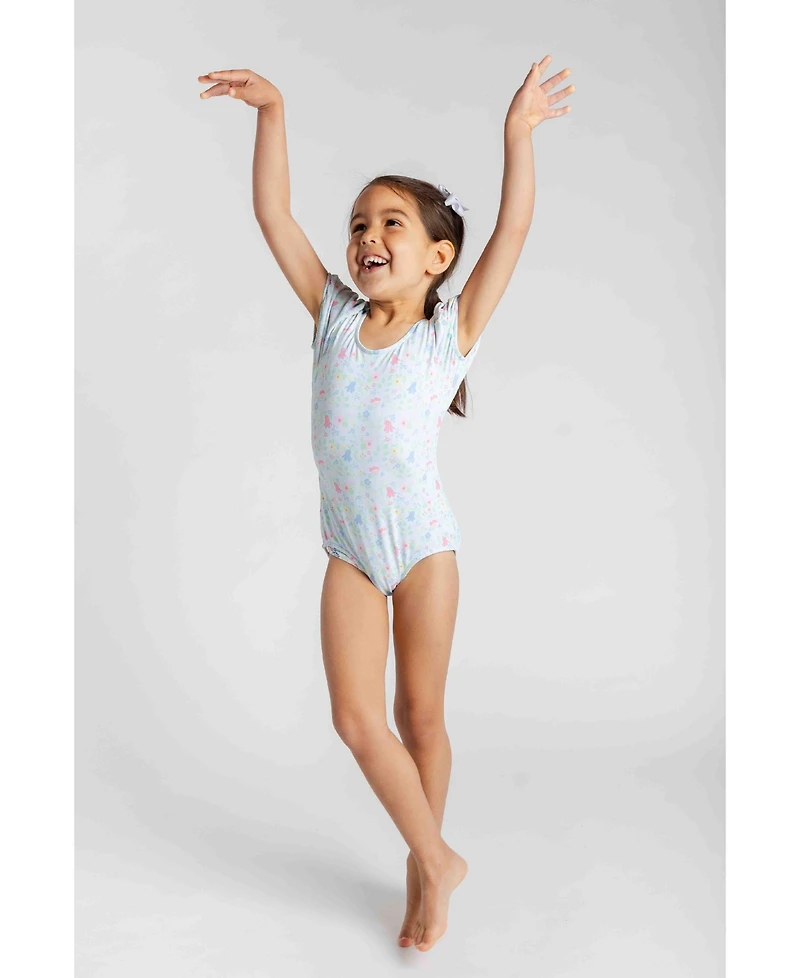 Florence Eiseman Little Girls Floral Print Swimsuit with Puff Sleeves