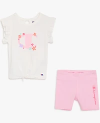 Champion Baby Girls' Graphic T-Shirt and Shorts, 2-Piece Set