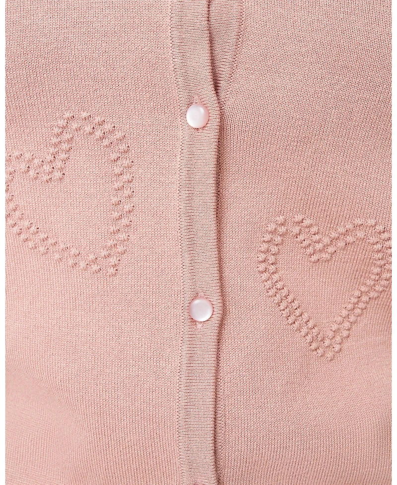 Cable & Gauge Women's Textured Heart Knit Cardigan
