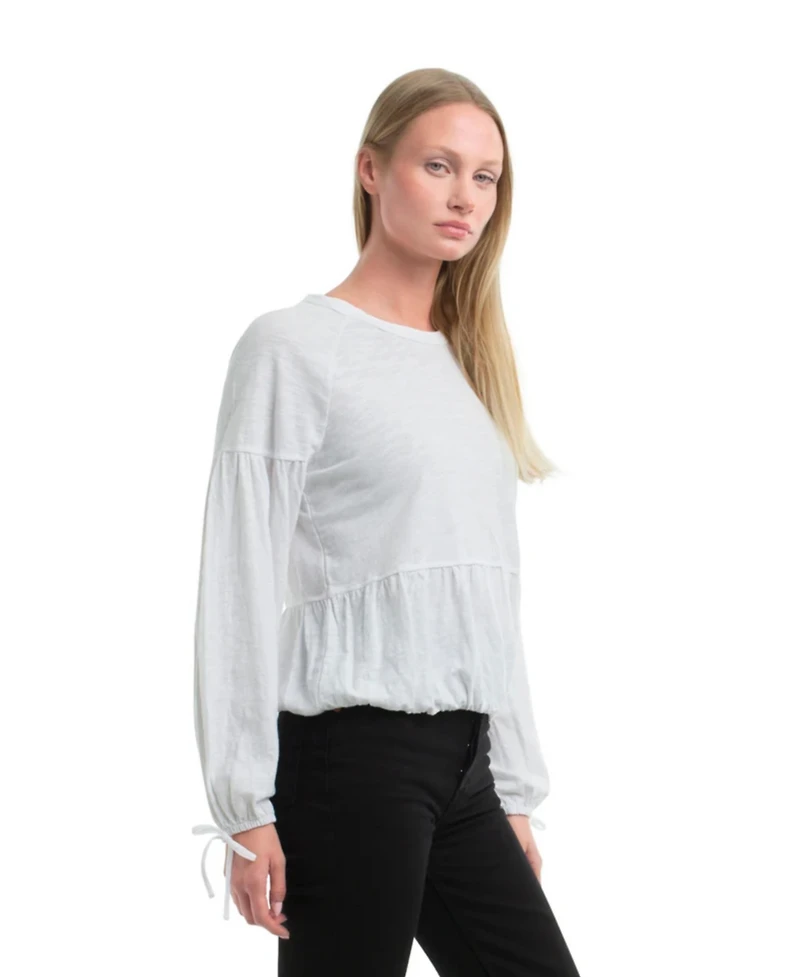 Wilt Women's Clothing Shirred Elastic Hem Tee