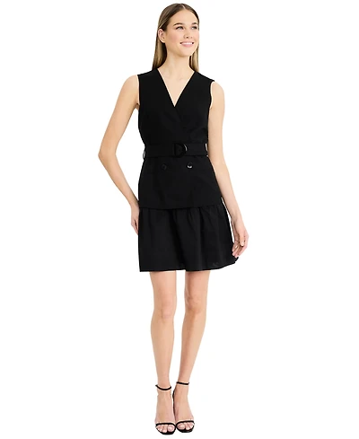 Luxely Women's V-Neck Belted Dress