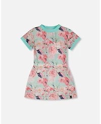 Deux par Girl Mesh Beach Dress Blue Flamingo Print - Toddler|Child