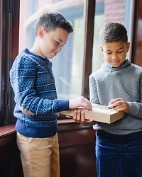 Hope & Henry Little and Big Boys' Organic Long Sleeve Henley Pullover Sweater with Elbow Patches