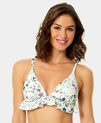 CeCe Women's Triangle Ruffle Over The Shoulder Bikini Top
