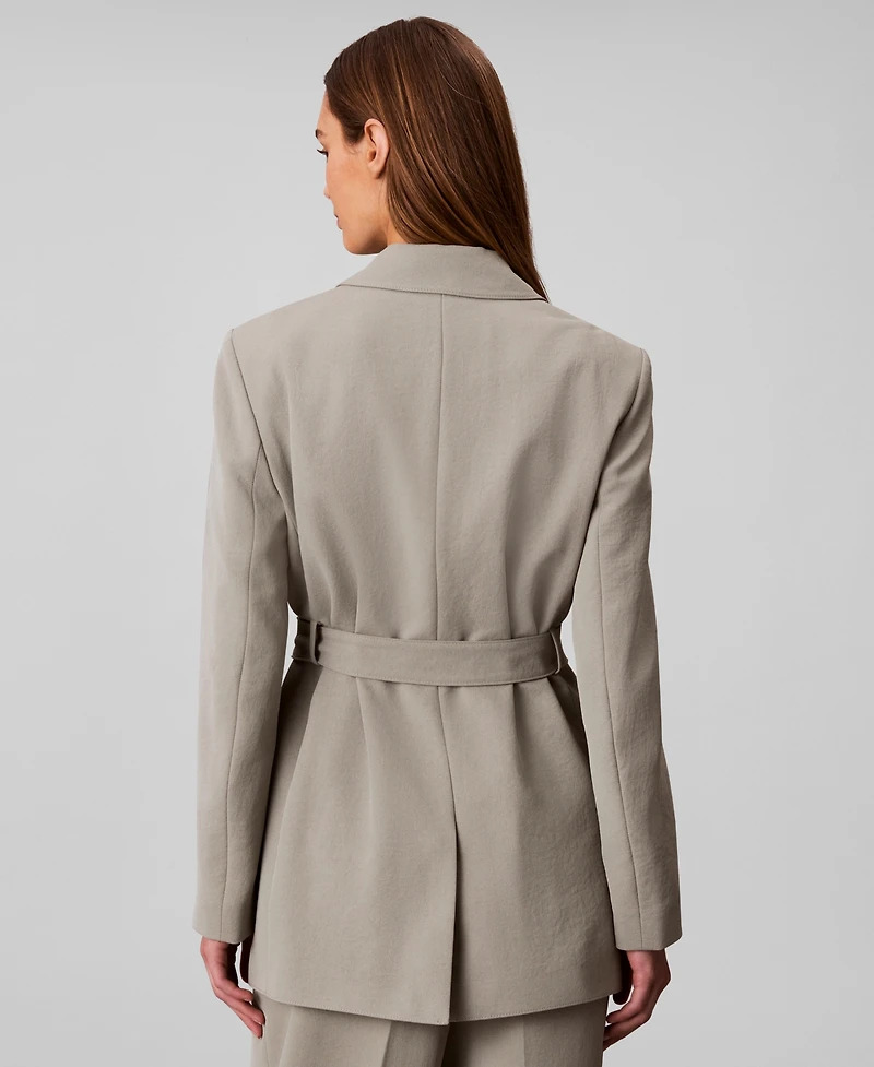 Calvin Klein Women's Casual Twill Collared Belted Blazer